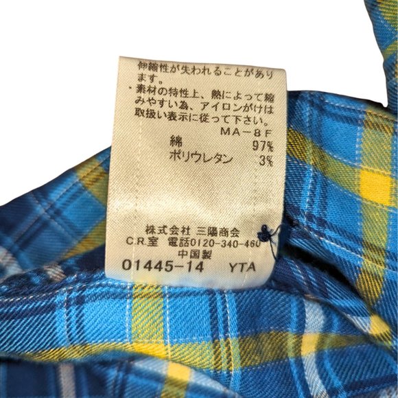 Burberry Black Label Men's 3 (Large) Long Sleeve Blue Plaid Flannel Shirt - Picture 13 of 14